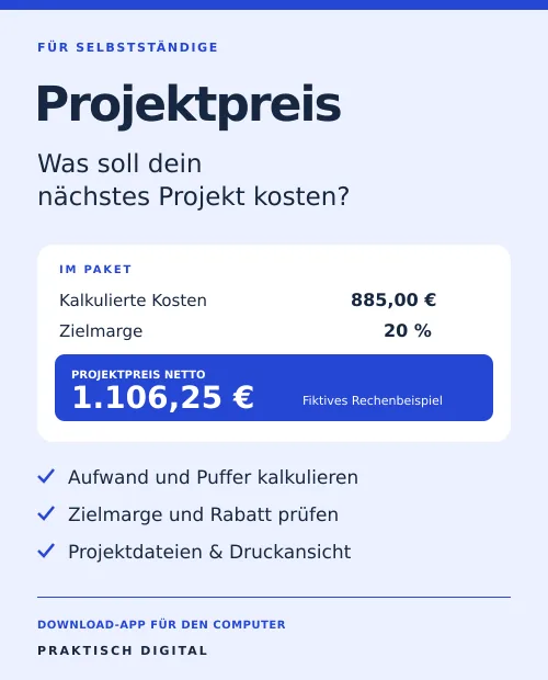 Produktbild Projektpreis, Kalkulations-App für Selbstständige