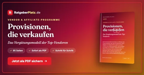 Titelbild des PDF-Ratgebers „Provisionen, die verkaufen“ von RatgeberPlatz mit Buchcover