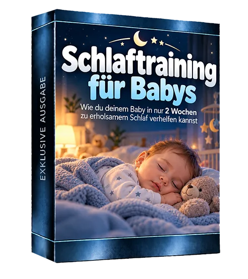 Produktbild des E-Books Schlaftraining für Babys mit schlafendem Baby und Teddy