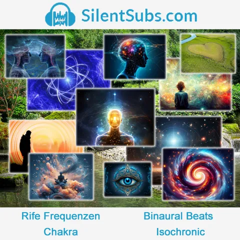 Collage der kostenlosen Rife-, Chakra-, Binaural- und Isochron-Sets von SilentSubs