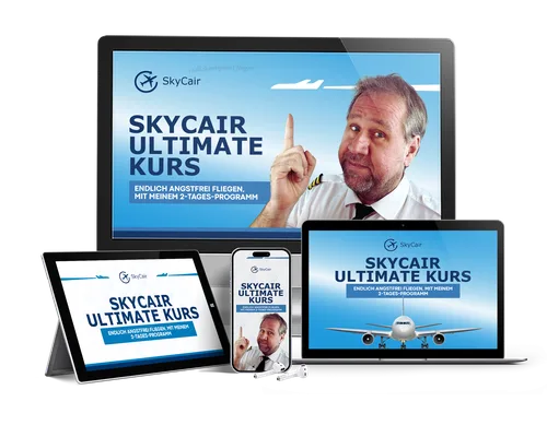 Produktmontage des SkyCair Ultimate Kurses auf Monitor, Laptop, Tablet und Smartphone