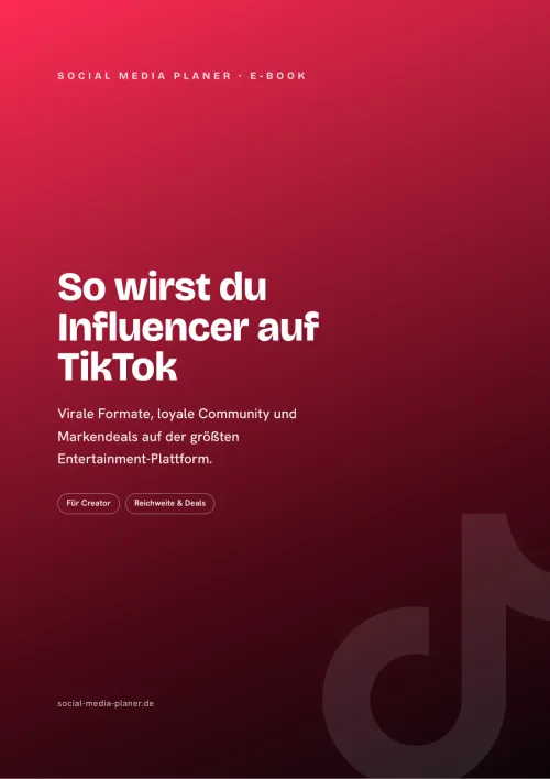 Titelbild des E-Books So wirst du Influencer auf TikTok von Social Media Planer, rot mit TikTok-Symbol