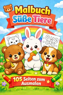 Produktbild Süße Tiere Malbuch für Kinder (PDF, 105 Seiten)