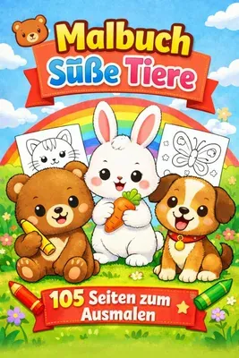 Produktbild Süße Tiere Malbuch für Kinder (PDF, 105 Seiten)
