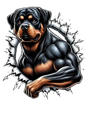 Produktbild T-Shirt-Design: Rottweiler mit Muskeln (14 x 18 Zoll)