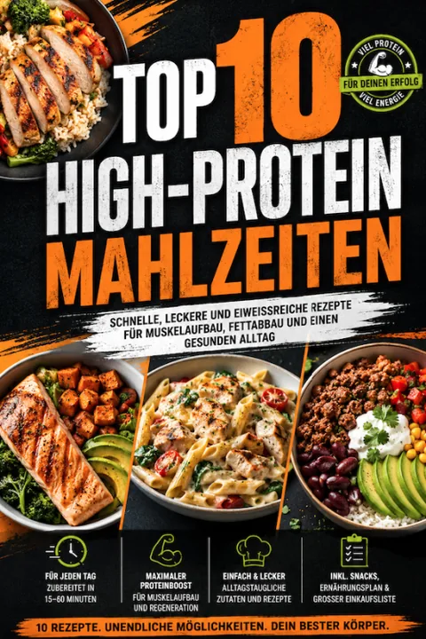 Produktbild Top 10 High-Protein Mahlzeiten, E-Book mit Rezepten