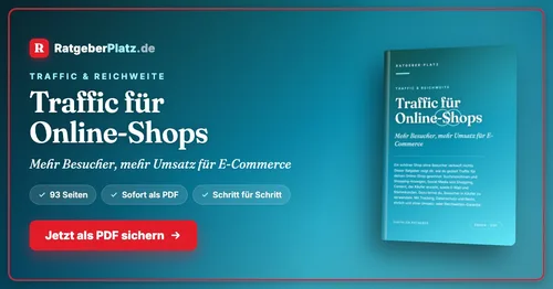 Buchcover des PDF-Ratgebers Traffic für Online-Shops von RatgeberPlatz