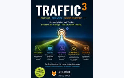Titelbild des E-Books Traffic hoch 3 mit fünf Trafficquellen von Heiko Boos