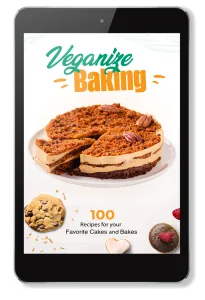 Cover des veganen Backbuchs Veganize Baking auf einem Tablet