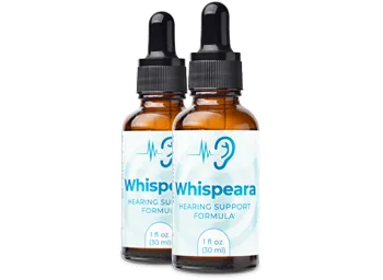 Flasche der flüssigen Whispeara-Nahrungsergänzung für die Hörgesundheit
