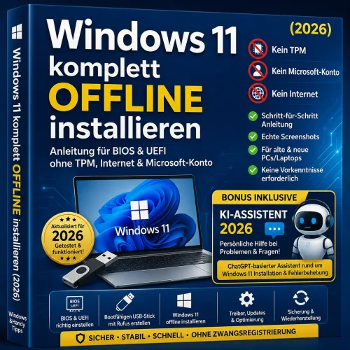 Produktbild PDF-Anleitung Windows 11 offline installieren mit KI-Support