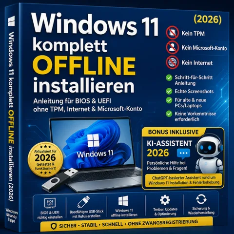 Produktbild PDF-Anleitung Windows 11 offline installieren mit KI-Support