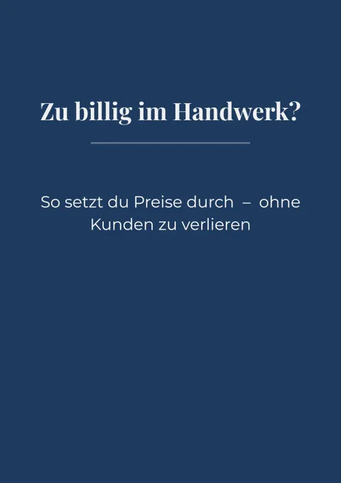 Produktbild Zu billig im Handwerk