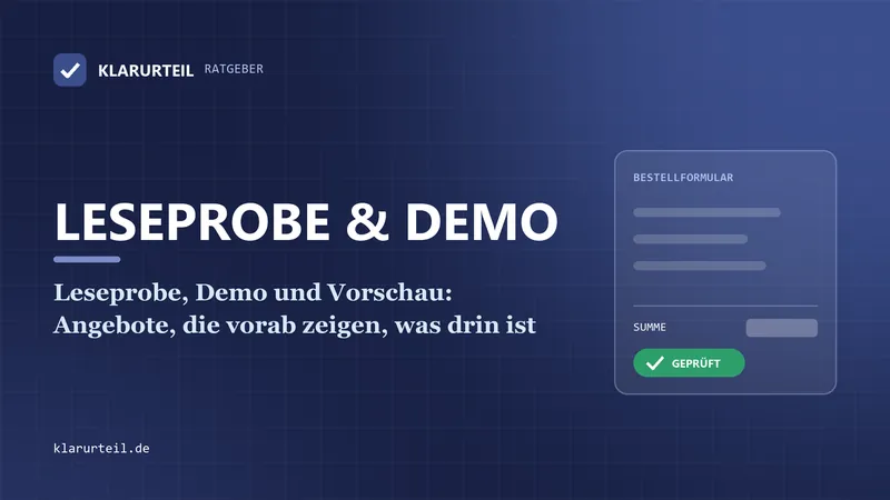 Leseprobe, Demo und Vorschau: Angebote, die vorab zeigen, was drin ist